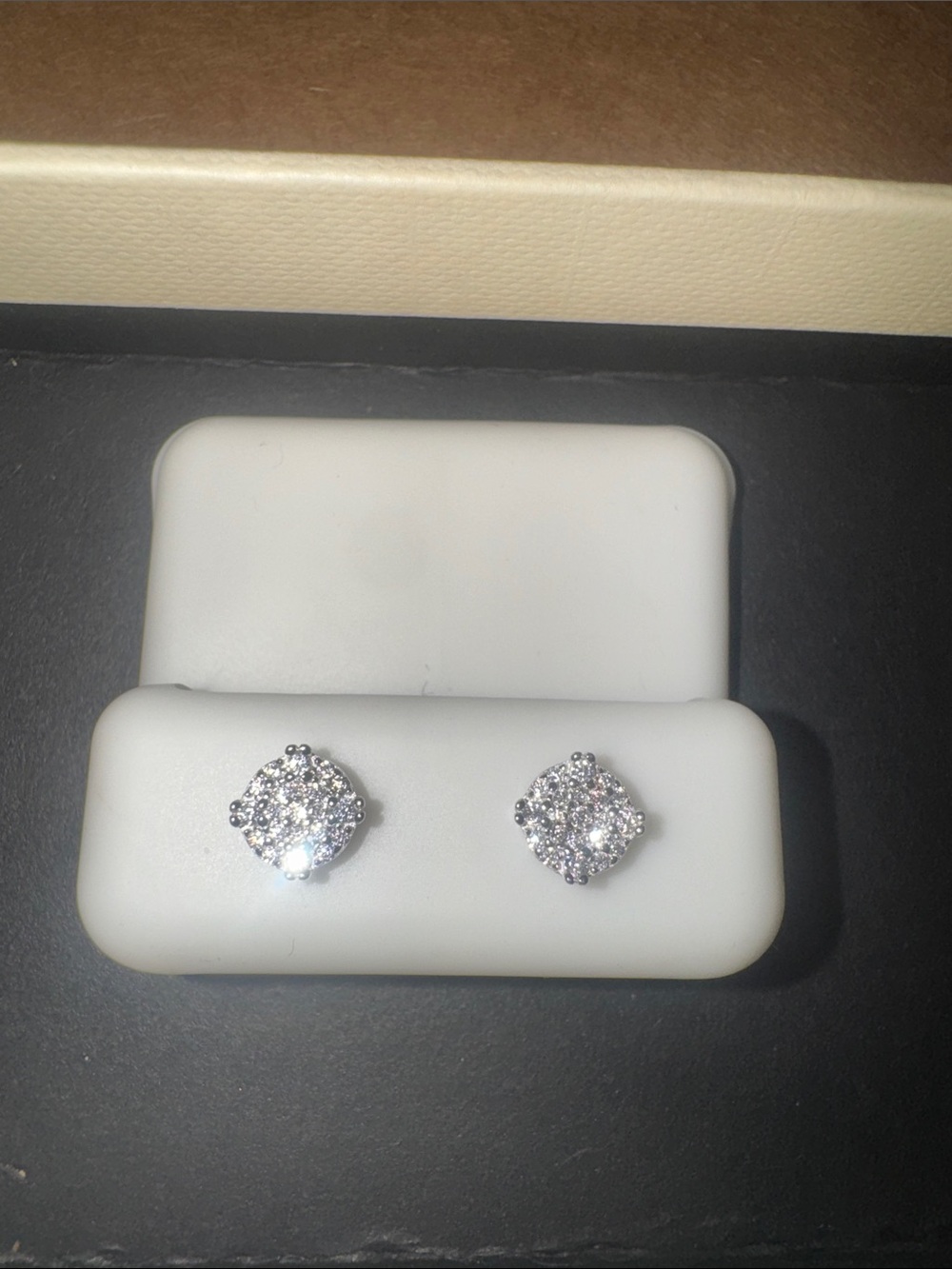 Classic 925 Silver w/ Moissanite Round Cluster Earrings - Timeless Sparkle